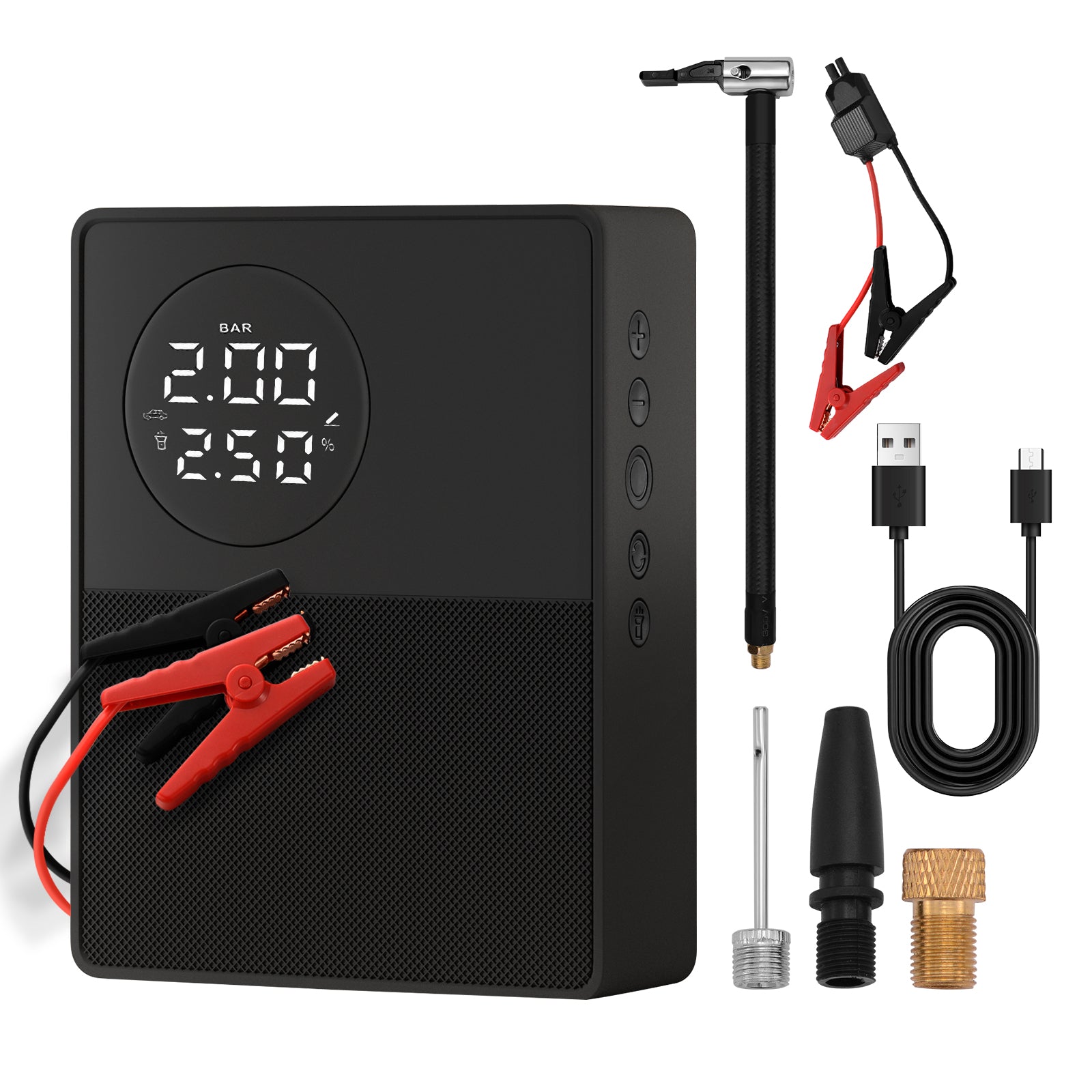 Car Emergency Starting Power Supply, Inflatable Pump, Emergency Lighter Battery, 3-In-1, Suitable for 12V8.5L Displacement Gasoline Vehicles, 12V5L Diesels Vehicles, New Energy Vehicles