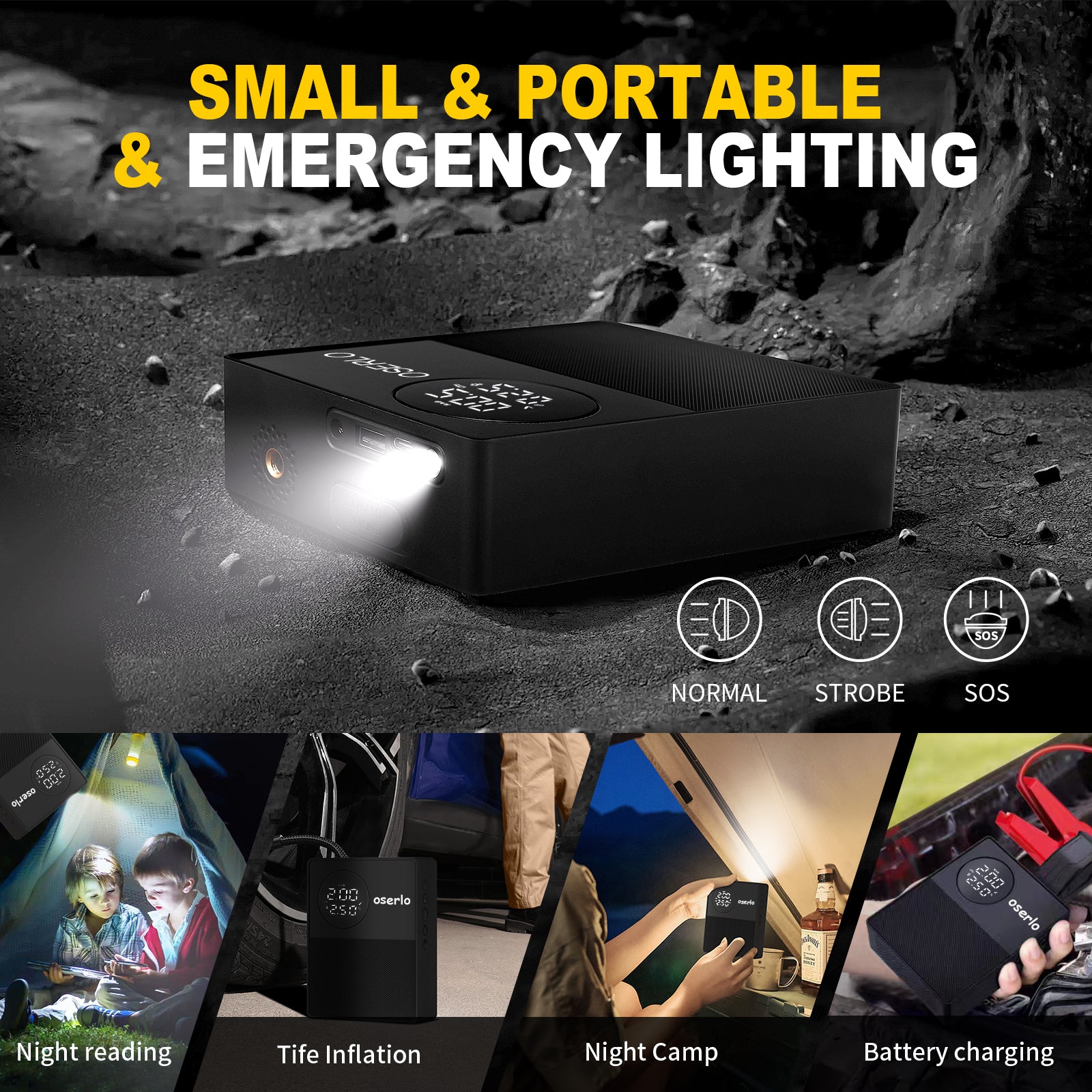 Car Emergency Starting Power Supply, Inflatable Pump, Emergency Lighter Battery, 3-In-1, Suitable for 12V8.5L Displacement Gasoline Vehicles, 12V5L Diesels Vehicles, New Energy Vehicles